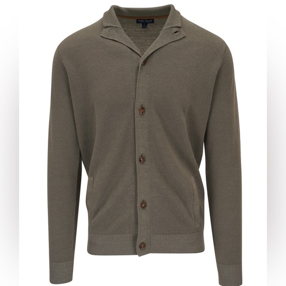 Peter Millar Glasgow Linen Wool Button Down Sweater Sage Fog Men’s Size S NWT - Picture 1 of 6
